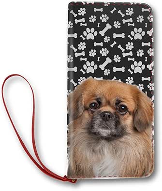 Amazon Tibetan Spaniel Dog Phone Case チベタン スパニエル 犬顔 レディース おしゃれ かわいい 長 財布 ウォレット 札入れ 大容量 二つ折り 腕帯付き ファスナー 革 8枚カード 収納 犬愛好家 プレゼント 並行輸入品 桜森工房 財布