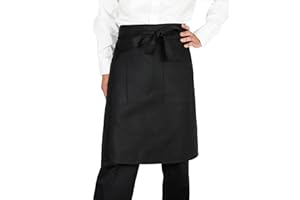 エプロンミドルサイズ 作業用エプロン、前掛け 男女兼用 飲食店 キッチンシェフ 仕事用 家庭用 業務用 清掃作業 水場仕事 メンズレディース 無地 超撥水 汚れにくい しっかり生地 透けない ポケット付き