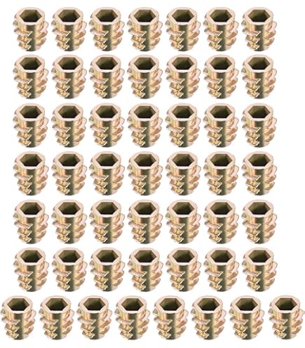 Uxcell M10x25mm Threaded Inserts For Wood - Hex Socket Drive Furniture Screw-in Nuts (64pcs Pack) - View #3