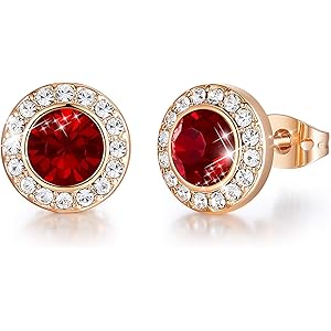 CDE 誕生石イヤリング レディース ガールズ スタッドイヤリング 18K ホワイトゴールド/ローズゴールドメッキ スワ…