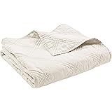 Levtex Home - 100%リネンフロント/100%コットンバック - キルトスロー - ウォッシュドリネン - クリーム - スローサイズ (50 x 60インチ)