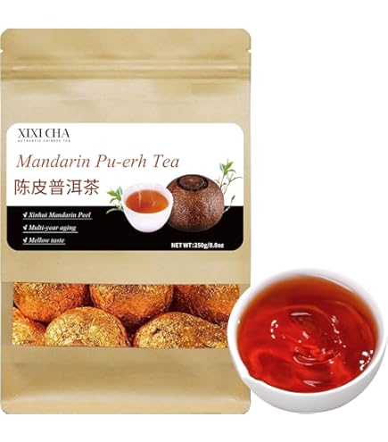 Amazon.co.jp: 正宗新会小青柑茶葉特級十年宮廷陳皮普洱茶雲南熟普500g