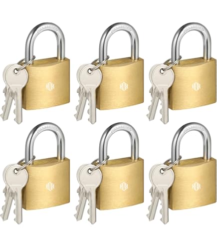 Solid Brass Padlock Keyed Different Locks Of 6 Pack, Solid Lock - View #2