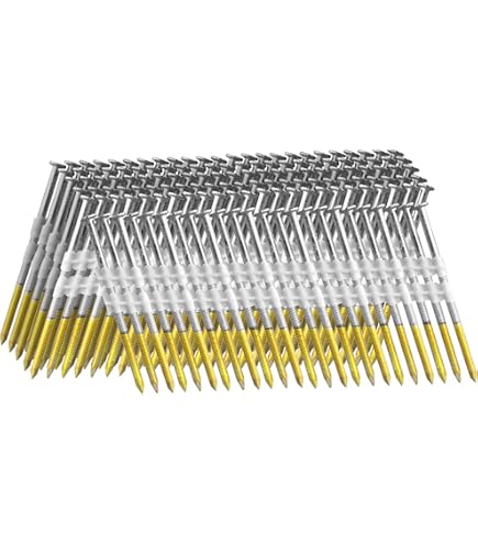 Therwen Framing Nails, 21 Degree, Flat D Head, Galvanized, Ring Shank, Plastic Row Fixed, 21 Degree Framing Nails For Use In All Pressure Treated Lumber (1000 Count, 3 Inch X 0.120 Inch