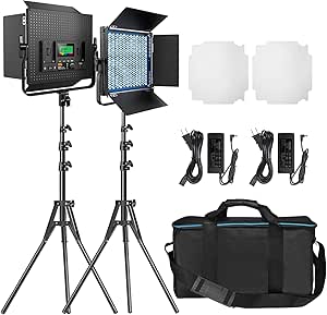 RGB LED撮影ライト, Pixel 2パック 552 LEDビデオライトおよびスタンド