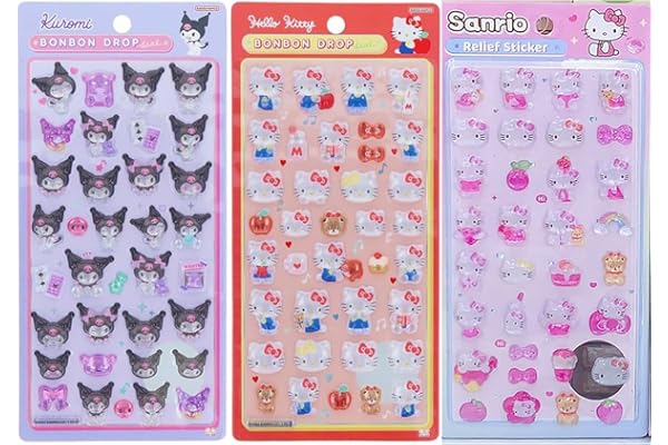 3dシール 可愛い ボンボンドロップシール クロミ 3枚セット 携帯電話飾り用 DIY用 手帳用 貼り付け可能 手芸用品大容量 スマホケース 手帳 diy 贈り物ごほうび (A)