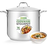 NutriChef Stainless Steel Stock Pot-18/8 Food Grade Heavy Duty Induction-Dishwasher Safe-Large, Stew, Simmering, Soup See Thr