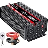 JIGUUN インバーター 正弦波 12V 2000W 最大 4000W DC 12V AC 100V変換 50HZ 60HZ AC コンセント×4、USBソケット×1 、ワイヤレスリモコン、冷却ファン×2 カーインバーター地震、非常時の停電、ボート