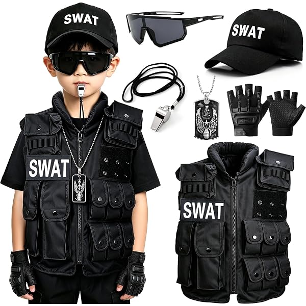 Amazon.co.jp: [SOLLENT] 警察 コスプレ 子供用 男の子 SWAT風 ポリス