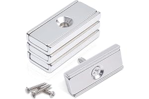 超強力マグネット ネオジム磁石バー ネジ付き 防水防錆 倉庫/キッチン/壁掛け/産業/事務所に最適 ネオジウム磁石長方形30x13.5x5mm皿穴3.5mm【4個セット】