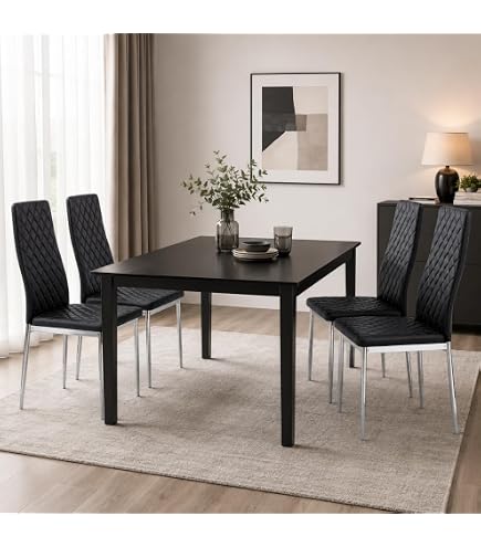 Amazon｜ダイニングチェア 4脚セット 約44.5×43.5×97cm PUレザー