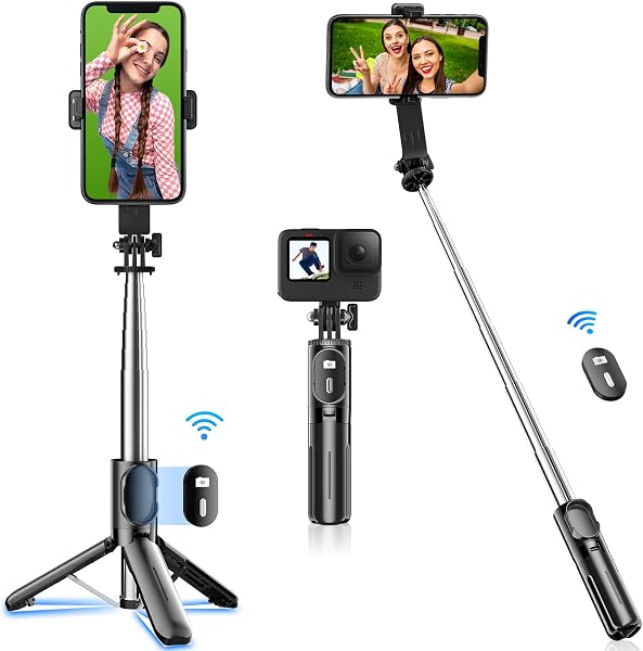 自撮り棒 【業界初売りミニ、安定モデル】スマホスタンド 三脚 スマホ デジカメ兼用 じどり棒 iphone&android対応 じどりぼう コンパクト 自 撮り 棒 リモコン付き 携帯スタンド 折りたたみ式 セルカ棒 71cm&7段階伸縮 selfie stick 360°+260°可調節 4-7インチ多機種対応 カメラ 一脚/三脚/セルフィー/動画鑑賞/生放送に最適 - 1