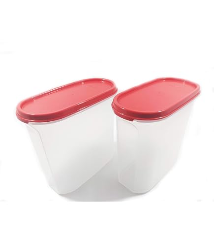 Amazon｜Tupperware mmプラスチック楕円形容器キャップ付き(2.3L、赤と