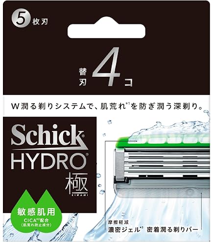 SchickHYDRO5プレミアム 替刃　つるり肌　敏感肌用　計4個セット Amazon.co.jp: Schick(シック) ハイドロ5プレミアム つるり肌へ 5枚刃