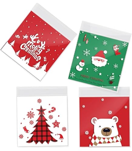 Amazon | Lanito クリスマスラッピングバッグ OPP袋 100個 ラッピング