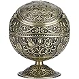 Fafeicy 防風灰皿ポータ ヨーロッパの レトロな灰皿 アウトドア 蓋金属 パターン 金属灰皿ボールを屋内使用 ファンシーギフト(アンティークブラス)