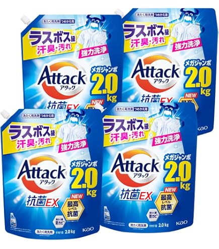 Amazon | 【まとめ買い】アタック 抗菌EX メガジャンボ 詰替え 2,120g