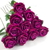DECEED 造花 バラ ローズ 薔薇 10本セット 花束 バレンタインデー ブーケ 母の日 結婚式 誕生日 花径7cm×長さ50cm（ローズレッド）