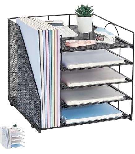 スチールラック　レターケース　書類棚　5段　インダストリアル　什器　古道具 Amazon.co.jp: SIUSA 書類トレー 5段 卓上収納ラック A4 レターケース