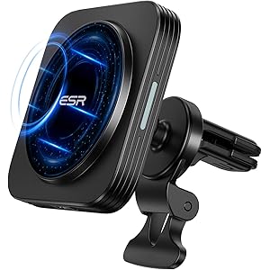 ESR 車載ホルダー HaloLockマグネット7.5W ワイヤレス充電ホルダー [磁気吸着 & 位置自動調整] [丈夫…
