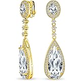ステートメント涙キュービックジルコニア AAA CZ Dangle シャンデリア スクリュー クリップ イヤリング女性の銀メッキより多くの色