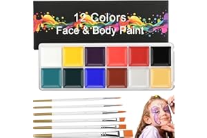 Chisafly フェイスペイント ボディペイント ドーラン 12色セット 絵の具 マタニティペイント 顔ペイント 白塗り 安全 無毒 エコ メイク ブラシ6本 コスプレ 仮装 ハロウィン クリスマス