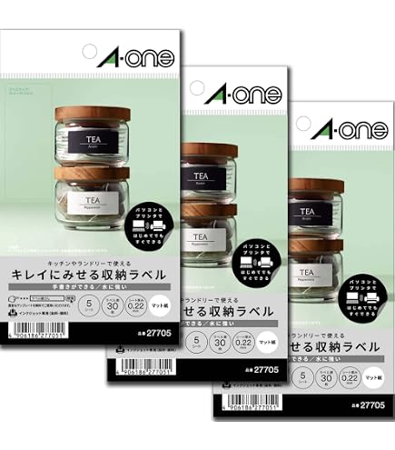 Amazon | エーワン キレイにみせる収納ラベル 水に強い マット紙