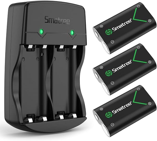 Smatree 「3個セット」Xbox Series X/S充電バッテリー 急速充電器付き シリーズx/Xbox One/Elite/X/Sにも対応 2000mAh大容量バッテリー 2個同時充電可能 - 1