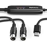 DigitalLife MIDIC01b USB Type-C MIDIインターフェイス、MIDI ケーブル IN/OUT USB-C MIDI 変換ケーブル 電子楽器とPC簡単接続 Type-C ミディケーブル 高互換性 「1IN/1OUT丨1.8