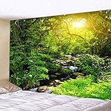 Pknoclan タペストリー 森 渓流 木 大判 壁掛け 自然 210x150cm布ポスター 新緑の並木 部屋や窓の飾り インテリア リビングルーム ベッドルーム お店 個性ギフト