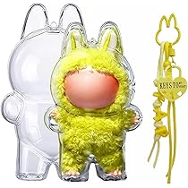 新品Labubu4個セット青色、緑色、紫色、オレンジ色+ クリアケース付き Amazon.co.jp: 多彩な色 LABUBU 専用 ケース 対応 (立つ姿) クリア