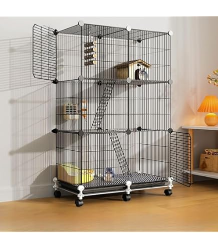 Amazon | Dunuiov特大金属製小動物ケージ ユニバーサルホイール付き