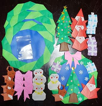 折り紙 リース キット 4セット クリスマス 壁面飾り おもちゃ ホビー Amazon