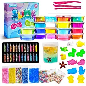 「新年ギフト」Heytoos スライム キット 18個slime 水晶粘土 ねんど DIY 金魚鉢ビーズ 果物切片 フォ…