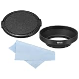 PATIKIL 55 mmレンズフード 広角 反射防止 内部フード キャップとクリーニングクロス付き カメラレンズ用 ブラック