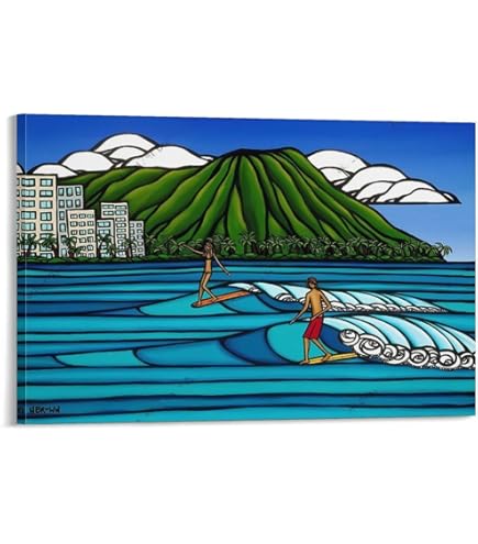 heatherbrownプリント絵画（新品）RainbowSurf 虹の下の愛-キャンバス上のジクレー-ヘザーブラウンアート – Heather