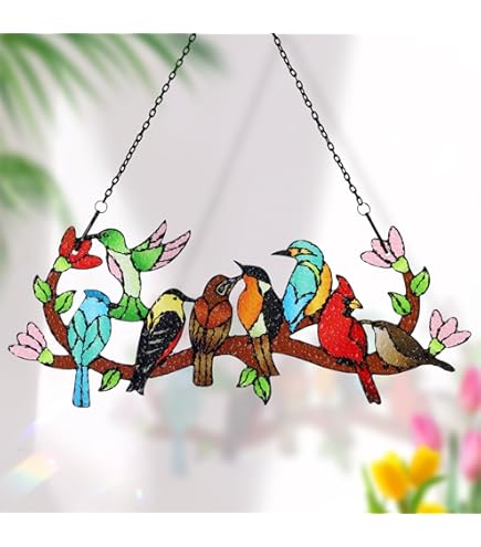 Amazon.co.jp: Six Birds Cardinal Gifts ステンドメタルウィンドウ