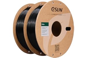 eSUN PLA+ Filament 1.75mm, Enhanced Toughness 3D Printer Filament PLA Plus, Dimensional Accuracy +/- 0.03mm, 1KG per Spool, 2 Spools 3D Printing Filament, Black and Black