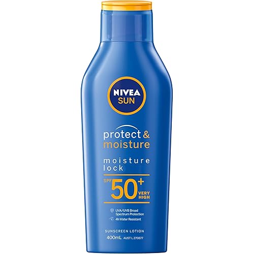 NIVEA SUN Protect & Moisture, Moisture Lock Sunscreen Lotion SPF 50+ 400ml | Moisturising Sunscreen | With Vitamin E & Panthe