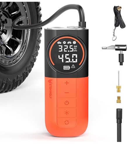 Amazon | 電動空気入れ コードレス 自動停止 最大圧力150PSI 自転車