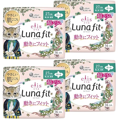 エリス ルナフィット ≪ヒグチユウコ企画品≫ 羽つき 27cm 64枚(16枚×4個) 超スリム 特に多い昼用 ナプキン まとめ買い