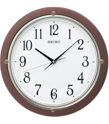 Amazon.co.jp: セイコークロック 電波 掛時計 濃茶木地 直径325×49mm