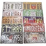 Amazon Co Jp Vieaura アメリカン ナンバープレート 6枚セット ヴィンテージ風 アンティーク レトロ アメリカ 雑貨 インテリア 看板 Type 2 文房具 オフィス用品