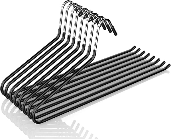 CLEKOD Non-Slip Pants Hanger Set of 8 for Slacks, Single Pants, No Marks on Denim, Long Skirt Hanger, Space Saving, Durable, Black - 1