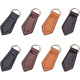 WADORN 8個入り 革 ファスナー 引き手 ジッパータブ プルタブ 4色 交換用 簡単に取り付 財布 引き手 プルタブ ファスナー 裁縫 DIY 手芸 手作り