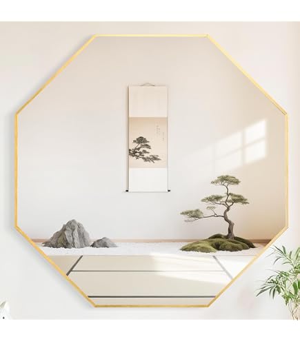 Amazon.co.jp: 木楽館 鏡 壁掛け ミラー 八角ミラー イタリア製