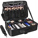 Samtour Makeup Train Case Cosmetic Bag Professional Brush Organizer and Storage Travel Make Up Artist Box 3 Layer Large Capac