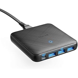 Anker PowerPort Atom III Slim (Four Ports)(PD 充電器 65W 4ポート USB-C)【PowerIQ3.0搭載 / PD対応/GaN(窒素ガリウム)採用】 iPhone 11 / 11 Pro / 11 Pro Max/XS、 MacBook Air、その他USB-C機器対応 (ブラック)