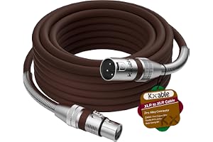 Kxable XLR Microphone Cable 10 FT, XLR Male to Female Balanced Mic Cable, 3-Pin Shielded Speaker Cord, Zinc Alloy Connectors, 22AWG Pure Copper, Metal Spring SR, Recording Studio, Podcast, Brown