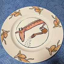 大皿　絵画　作家物 ポルトガル製 輸入雑貨 美しい伝統柄の陶器絵皿 ホワイト ピンク
